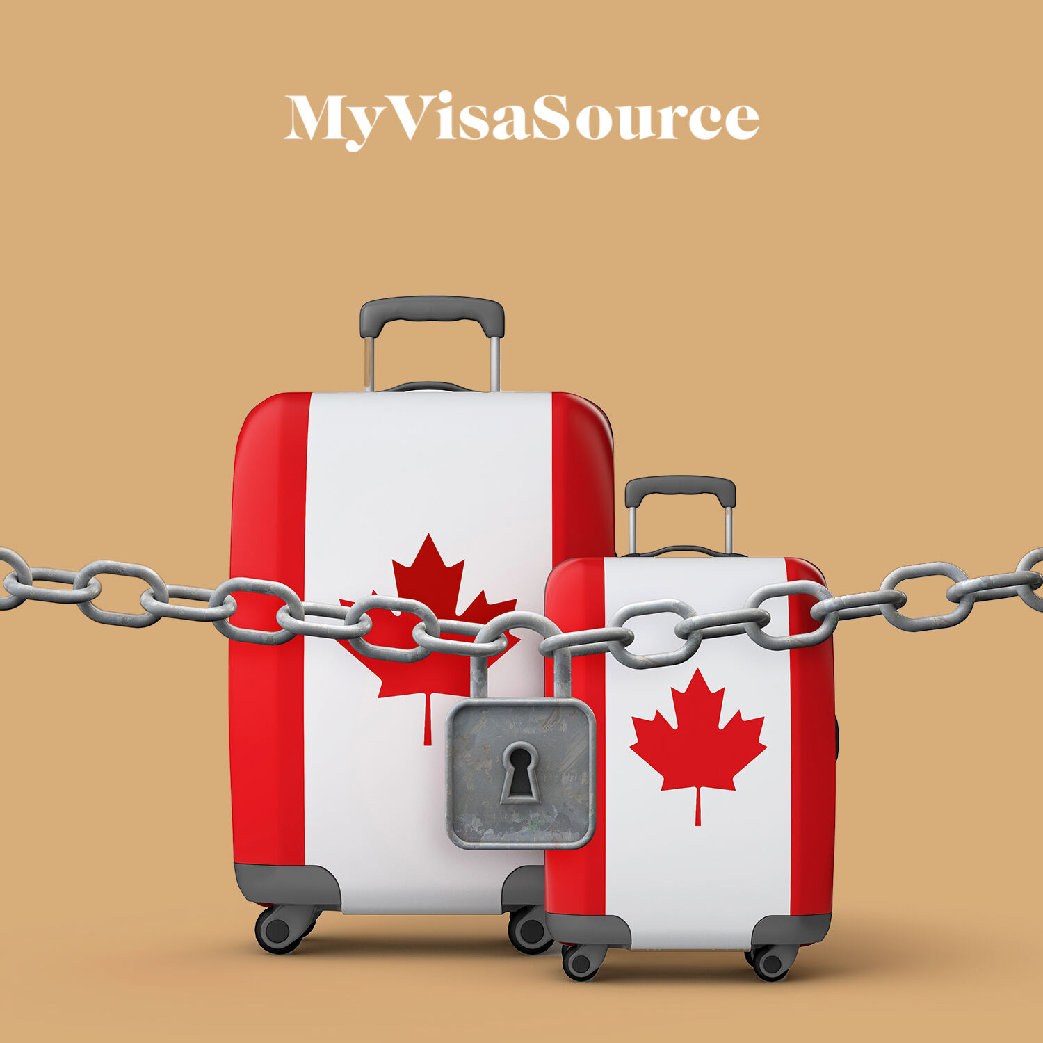 canadian flag lugguage stopped by chain with a lock my visa source