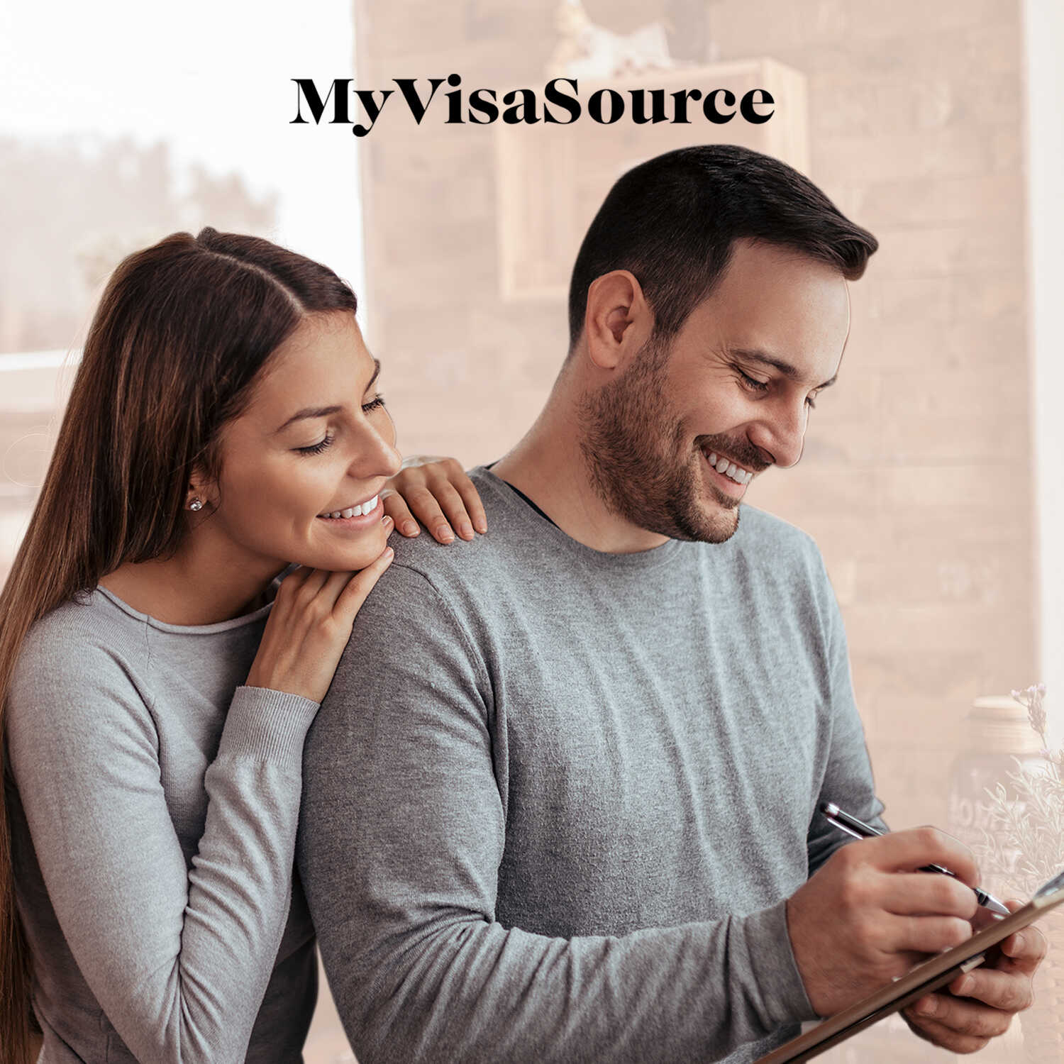 happy couple making list together my visa source