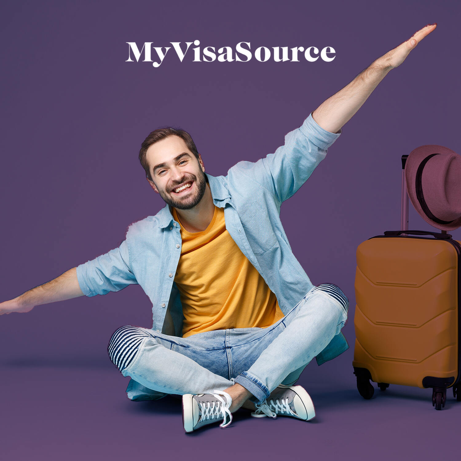 happy traveler with carry on luggage my visa source